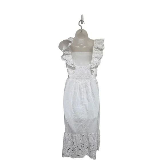Sweet Miss Eyelet Dress Ruffle Sleeves White Midi Summer Casual Size M‎ - Picture 2 of 6